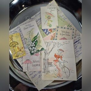 Vintage 1950s Wedding Bridal Shower Gift Card Lot 12 Midcentury MCM Cards